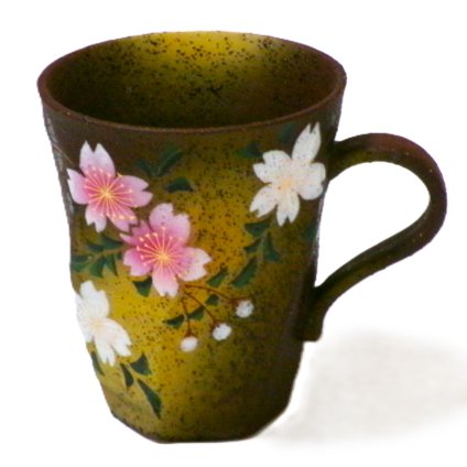 九谷焼　荒削マグカップ 手描桜／美山窯【人気　おしゃれ　セット食器　贈答】【御結婚御祝・新築・還暦・御礼・ギフト包装可能】