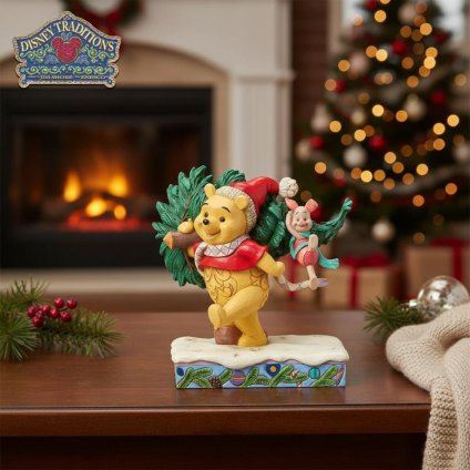プー&ピグレット クリスマスツリー 15.8cm くまのプーさん クリスマス | ディズニー トラディションズ ジムショア グッズ フィギュア 人形 置物 彫刻 Jim Shore 正規輸入品