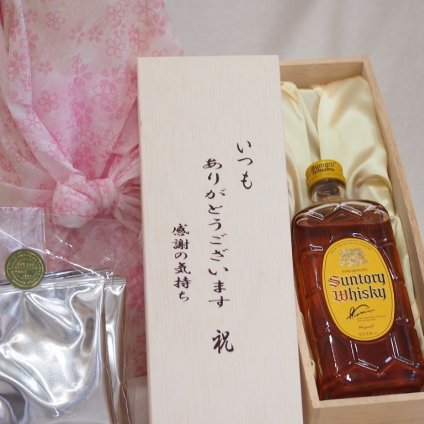 贈り物いつもありがとう木箱と珈琲ドリップセット挽き立て珈琲(ドリップパック5パック)サントリーウイスキー角瓶40% 700ml