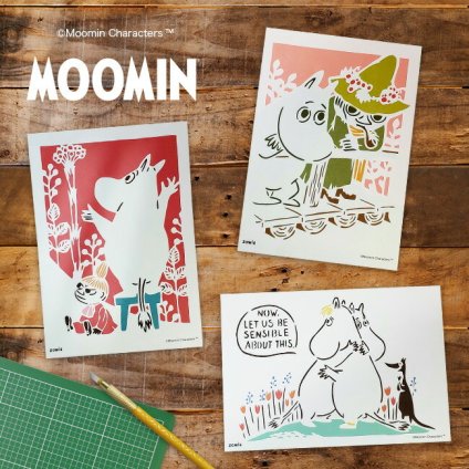 ムーミンの切り絵 A5 スターターキット[切り絵アート 初心者 キット ムーミン 北欧 図案 おしゃれ かわいい 工作 趣味 簡単 子ども 子供 大人 集中力 トレーニング 年配 高齢者 アート インテリア 装飾 飾る A5サイズ 色付け 色紙 台紙]