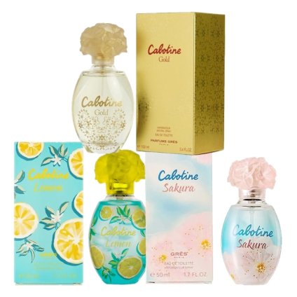グレ カボティーヌ  オードトワレ 50ml 3種セット レモン + サクラ + ゴールド 50mlx3  |  Gres  香水（レディース） 美容グッズ コスメ化粧品 誕生日 クリスマス ホワイトデー 結婚記念日 ウエディングギフト 母の日 送別会 バレンタインデー 女性 彼女 妻奥さん 母お母さん