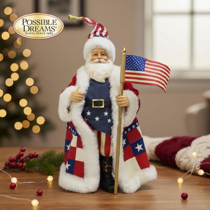 Stars and Stripes 26.6cm | サンタ サンタクロース 人形 置物 フィギュア クリスマス ホリデー Possible Dreams 正規輸入品