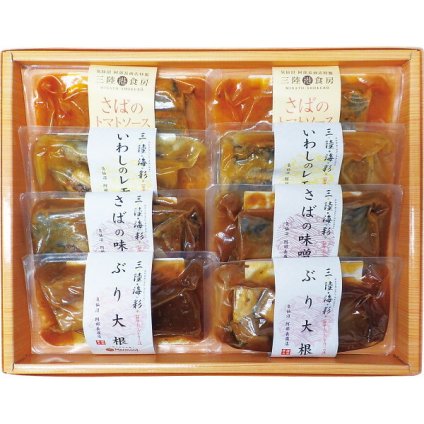 阿部長商店 煮魚セット [26-0475-115] AB2-62 さば トマト 味噌煮 いわし レモン煮 ぶり大根 惣菜 おかず 常温 保存 非常食 防災 簡単調理 ギフト 内祝い