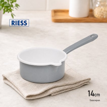 RIESS リース ソースパン14cm グレー[ホーロー鍋 ホーロー 片手鍋 小さい鍋 ミニ鍋 ミルクパン ほうろう ほうろう鍋 おしゃれ 調理器具 キッチン用品 オーストリア製 IH対応 食洗機対応 かわいい 韓国風 北欧風 ブランド 高級]