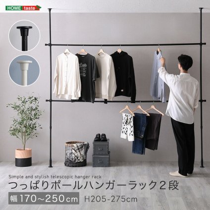 ラック つっぱりハンガー 2段 幅250cm 新生活