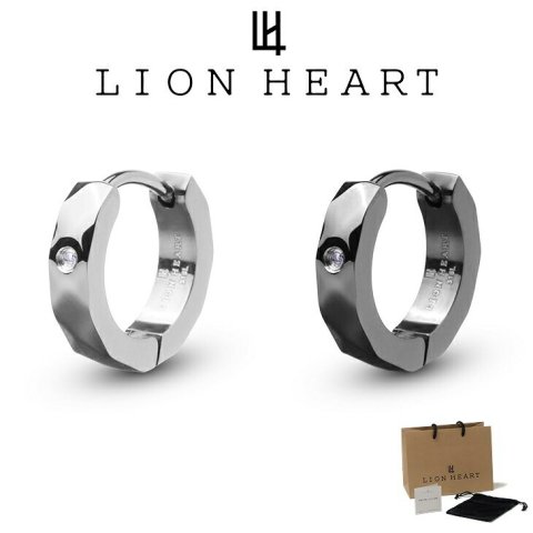 ライオンハート ピアス メンズ ＜WEB限定＞カッティング フープ ピアス ダイヤモンド サージカルステンレス316L LH-1 LH-03EA036 LION HEART つけっぱなし アレルギーフリー メンズピアス 片耳用 1点売り クリスマス 誕生日 プレゼント ギフト 彼氏 ブランド 人気 ランキング