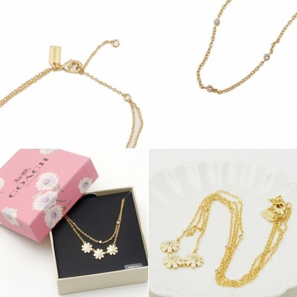 コーチ COACH ネックレス チェーン ペンダント ロゴ 花 フローラル 