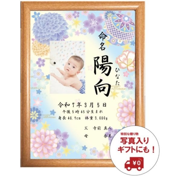 赤ちゃんの写真を可愛く残せる♪ 選べる12デザインの命名書【名入れ