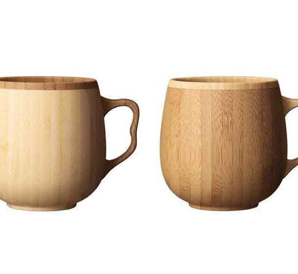 ET 竹製食器セット カップ2個 トレー2枚 竹製品 カップ 日本製 RIVERET カフェオレ マグカップ 竹製 ペア 2個