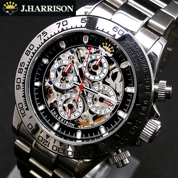 ジョンハリソンJ.HARRISON多機能両面スケルトンタイプ機械式（自動巻き