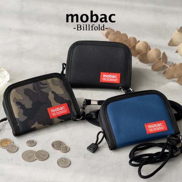 mobac モバック 財布 メンズ 2つ折り ストラップ付き ボタンホック