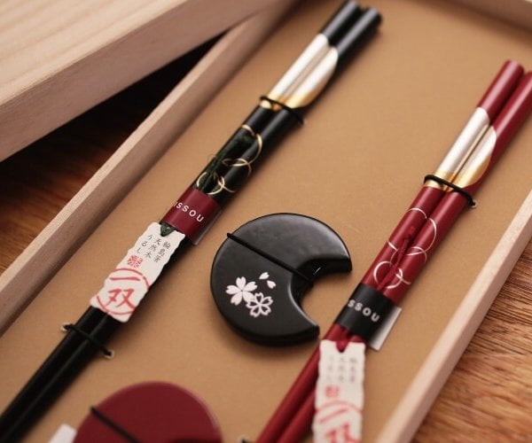 輪島箸 宵待月＆箸置華桜ペア 39121 ペア 箸 お箸 プレゼント 一双
