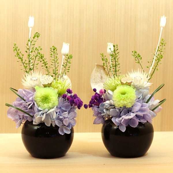 蓮ポット(造花) 2コセット パープル 供花 仏花 インテリア ハス lotus