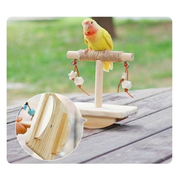 天然木 バードスタンド ブランコ付き 止まり木 小鳥 おもちゃ ゆらゆら