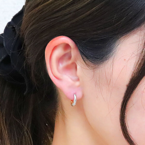 フープピアス k18 ピアス プラチナ リバーシブル フープ レディース 