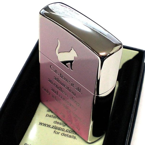 ZIPPO ライター ねこ メッセージキャット ピンク シルバー ジッポ 猫 