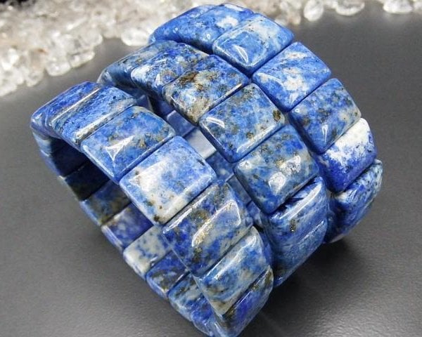 レア品天然石ラピスラズリ四角形バングルブレスレット天然未着色