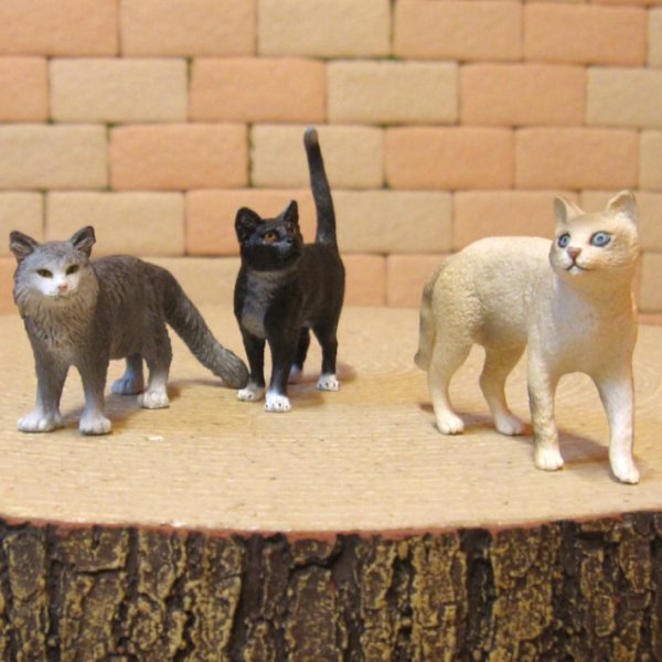 猫 置物 リアル ミニチュア キャット 3点セット Bタイプ ねこ 動物 