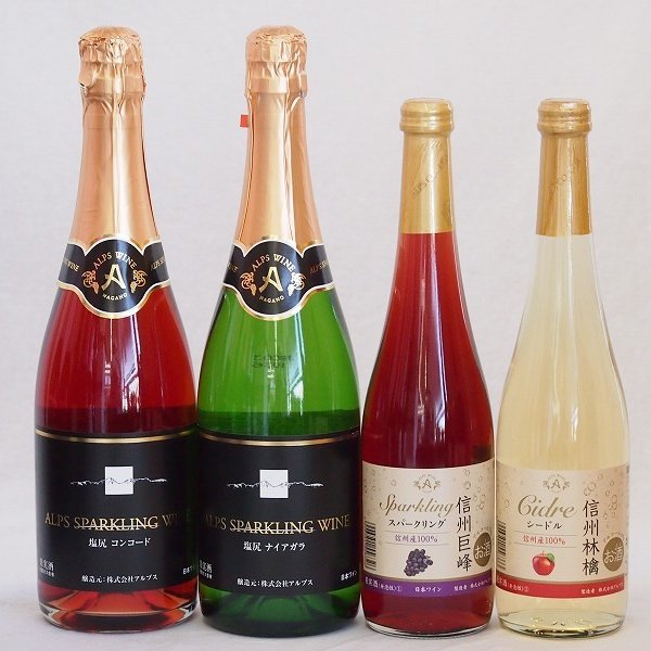 果実味豊かなスパークリングワイン4本セット(塩尻コンコード 