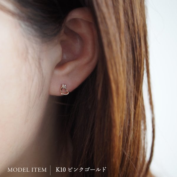ハート スタッド ピアス ダイヤモンド 0.02ct K10 K18 10K 18K 10金 18