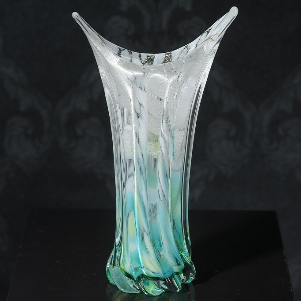 アデリア 津軽びいどろ 花瓶 ガラス 大型 国産 雪解けの奥入瀬 花器