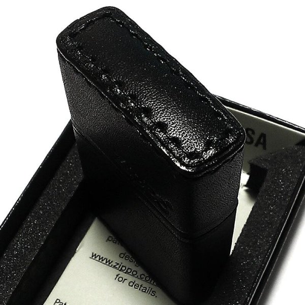 ZIPPO 革巻き ジッポ ライター ロゴ ブラック レザー 黒 本牛革 