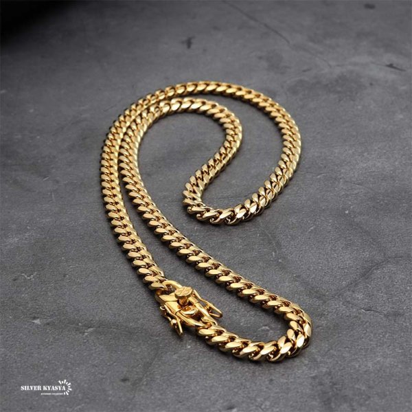 ステンレス 316L 幅6mm 細め メンズネックレス 18k gp 金 ゴールド
