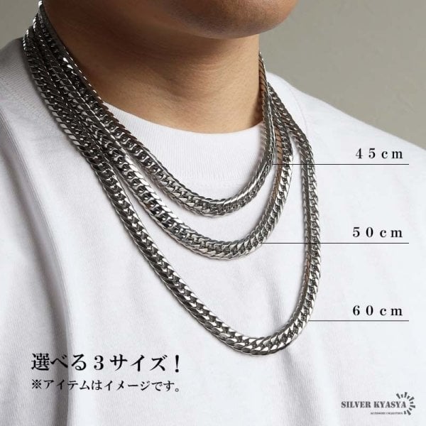 ステンレス 定番 ダブル喜平ネックレス 幅13mm 太め チェーン