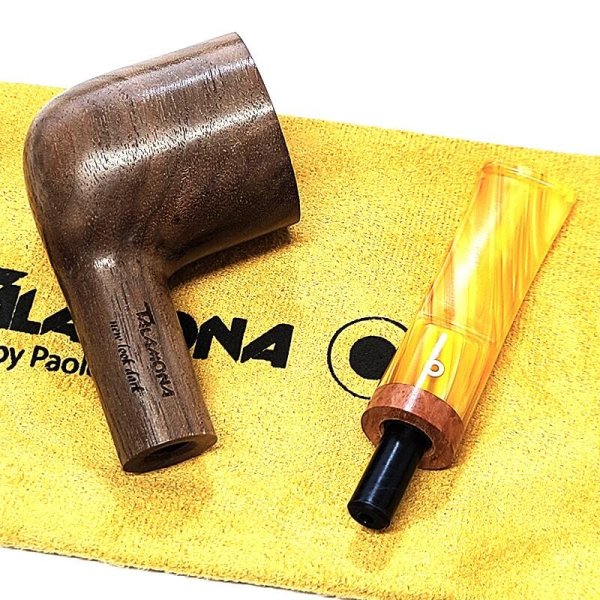 一点物 TALAMONA パイプ ウォールナット 天然木 イエロー マーブル 