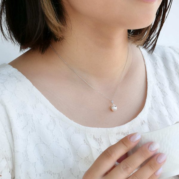 選べる誕生石12色 天使の卵 パール シルバー ペンダント ネックレス 