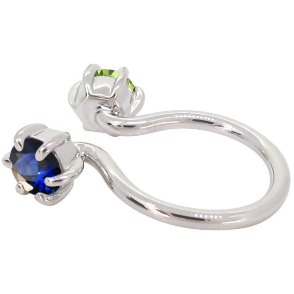 フープピアス 18k サファイア 小さめ イヤリング きれいめ ノンホール 