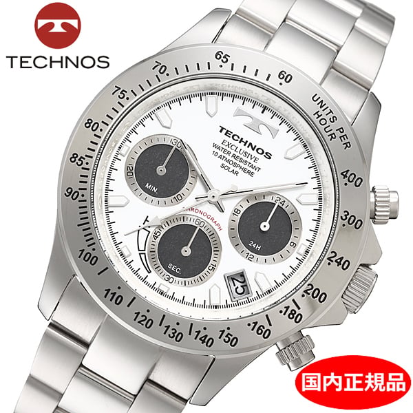 テクノス】 TECHNOS ソーラーウォッチ 太陽電池 腕時計 メンズ クロノ