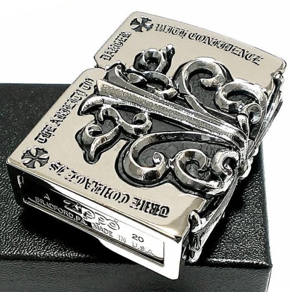 ZIPPO ライター メタルジャケット 超重厚 クロス シルバーイブシ 