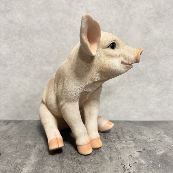 置物 左向きお座りピンク豚 ブタグッズ 高さ23.2cm woobia ウービア
