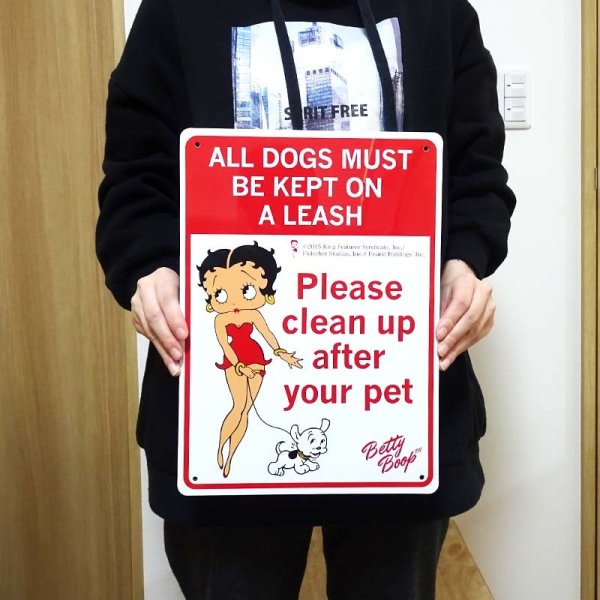 サインボード 看板 可愛い Betty Plastic Sign Board Please Clean Up 
