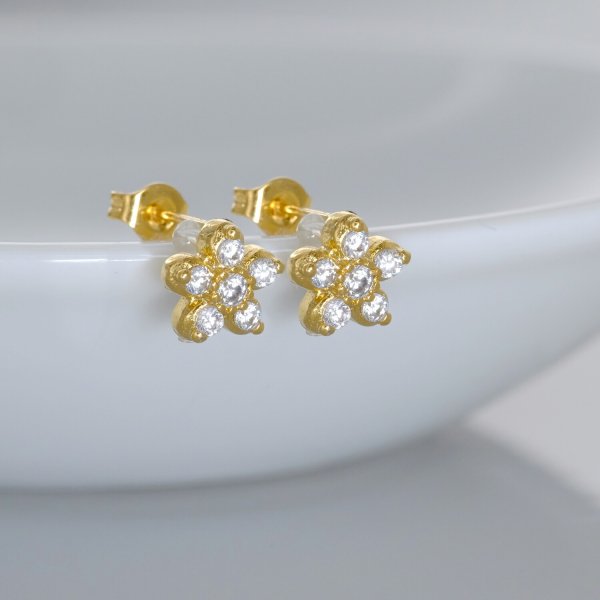 ピアス 金属アレルギー 対応 花 18金 K18 イエローゴールド ポスト 