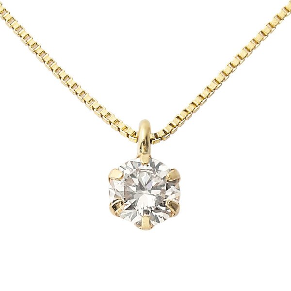 ダイヤモンド ネックレス 0.1カラット 0.1ct イエローゴールド 18金 