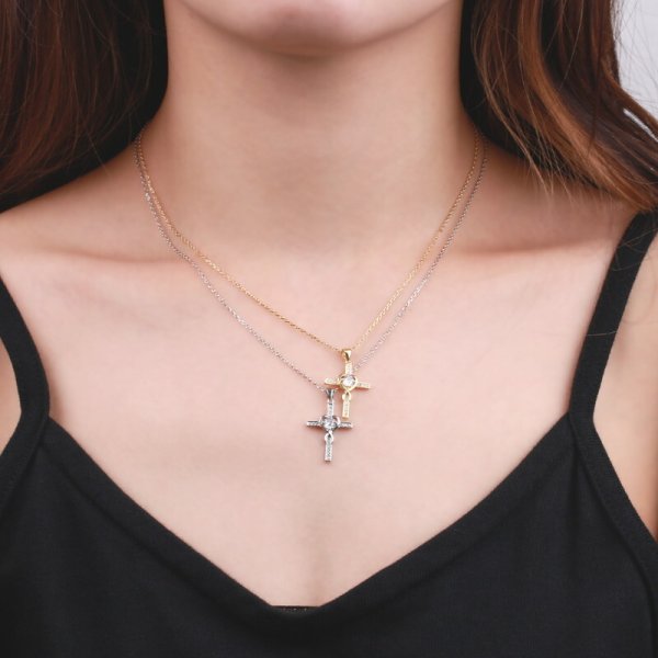 FILL HEARTS ネックレス レディース 女性 大人 シルバー アクセサリー ハートと十字架のシルバーネックレス