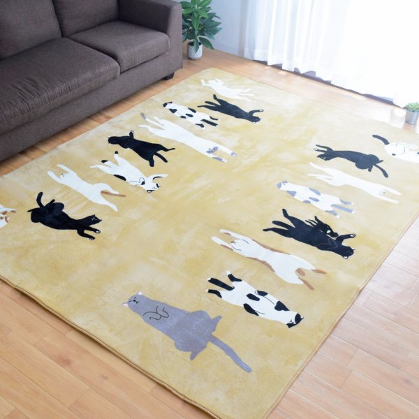 “Vintage アニマル柄　猫　ラグ　カーペット　マット Vintage アニマル柄 猫 ラグ マット カーペット ky22041_1.jpg