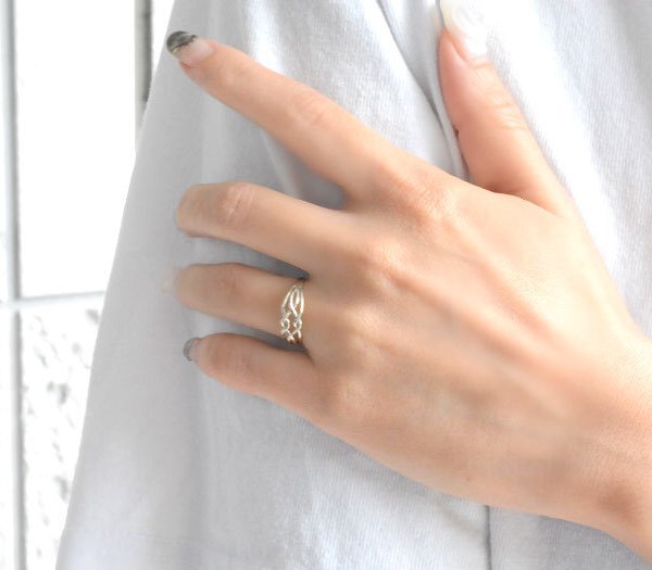 リング ホワイトゴールド 14K 結婚指輪 ファッションリング レディース 