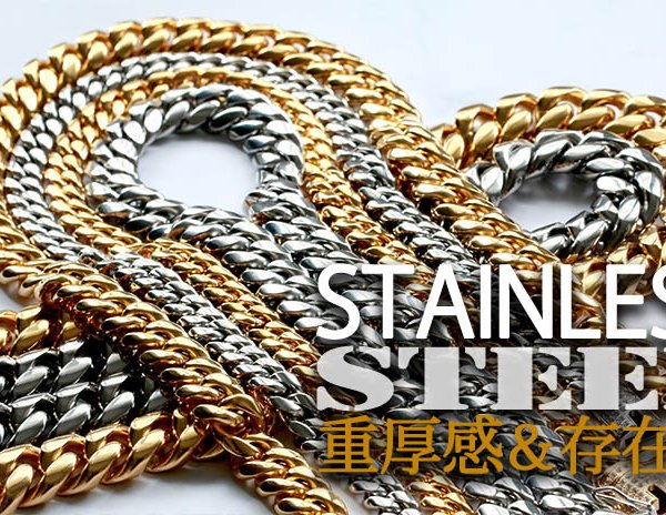 幅15mm ステンレス 喜平ネックレス 6面カット 中折式 マイアミ