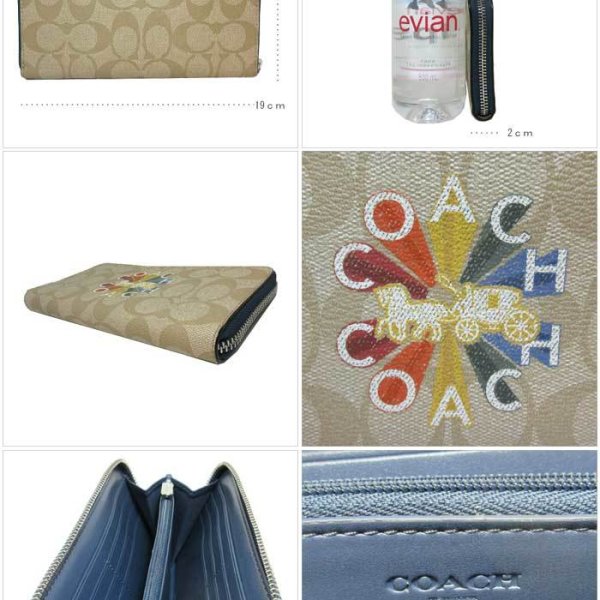 COACHコーチ長財布シグネチャー マルチカラー レインボー ラウンド 