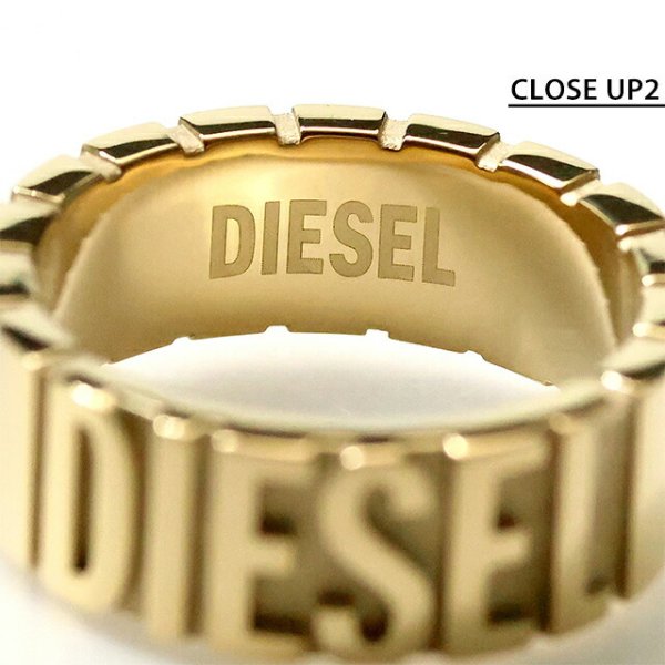 DIESEL ロゴ入り ゴールドカラー リング ディーゼル リング メンズ レディース ブランド DIESEL ロゴ ゴールド