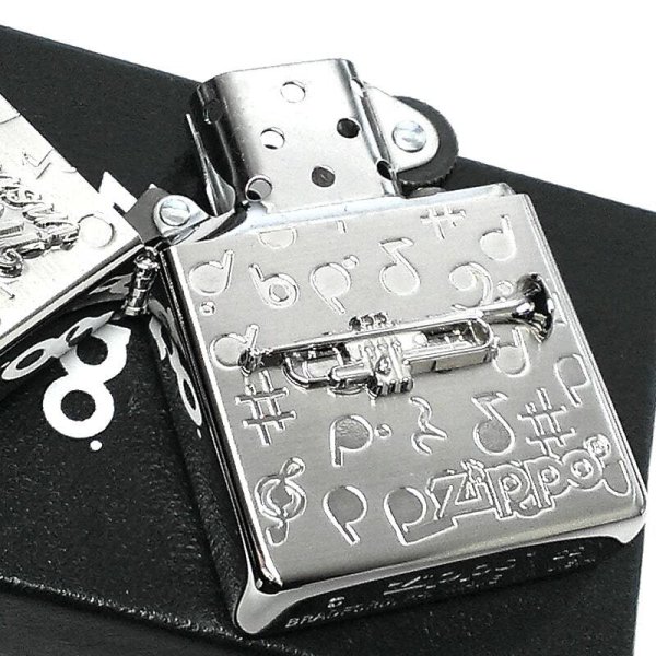 ZIPPO ライター 楽器 トランペット ジッポ かわいい シルバー 両面加工 