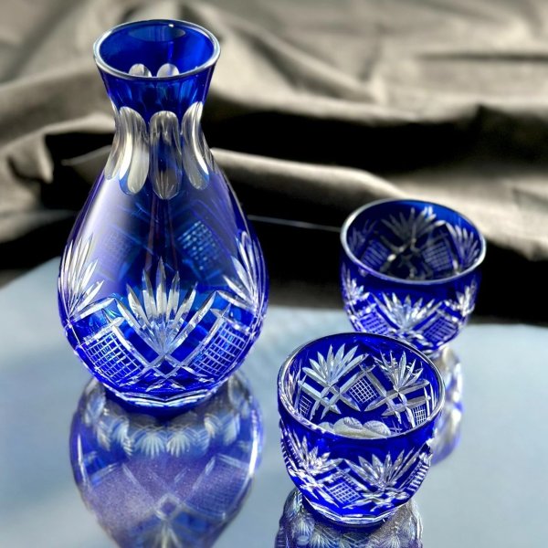 全3色】 切子 徳利 盃 2個 セット 赤 青 父の日 敬老の日 日本酒 乾杯