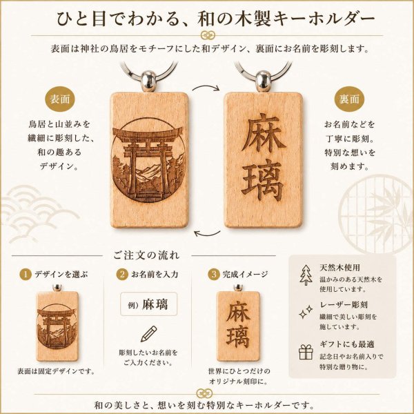 オーダーメイド木彫りキーホルダー【干支シリーズ 虎】 レーザー彫刻