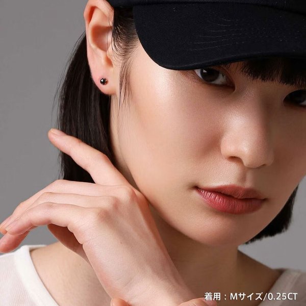 ライオンハート ブラックダイヤモンド ピアス Mサイズ 0.25ct プラチナ
