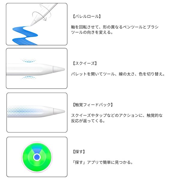 Apple Pencil Pro (アップルペンシル プロ) MX2D3ZA/A ペアリングや