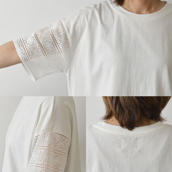 green. グリーンドット】かぎ針レース半袖 プルオーバー Tシャツ