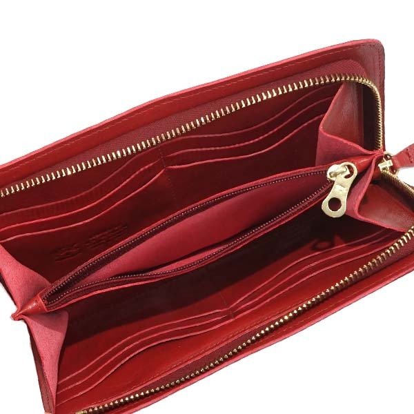 イルビゾンテ IL BISONTE L字ファスナー長財布 C0909 245 RUBY RED 本 
